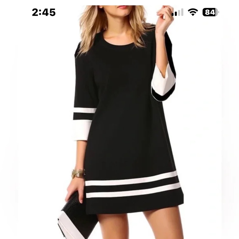 VINCE Black and White Sporty Cotton Dress Size XS